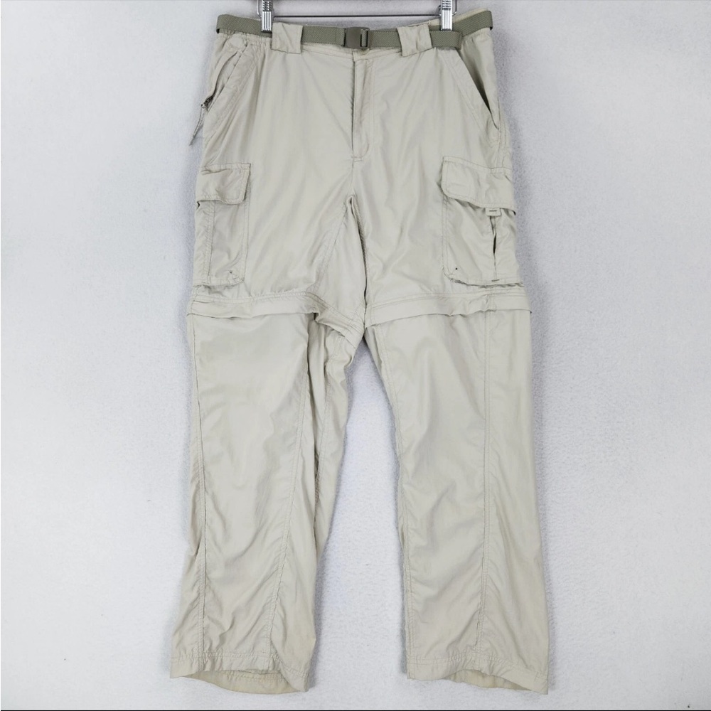 Columbia Pants Mens Medium Tan Belted Titanium Convertible Straight Leg Cargo